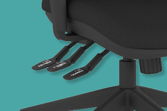 Close up of the 3 levers of the Positiv P-Sit High Back Ergonomic Chair