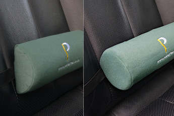 The D-shape and circular lumbar rolls shown on a car seat