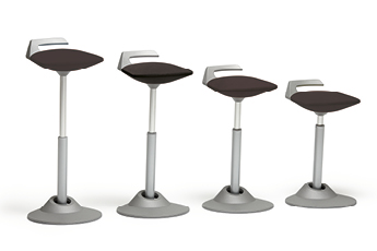 Image of the Muvman Black Standing Chair, showing how the seat can be adjusted