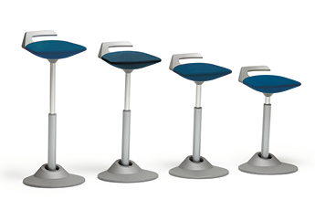 Image of the Muvman Blue Standing Chair, showing how the seat can be adjusted