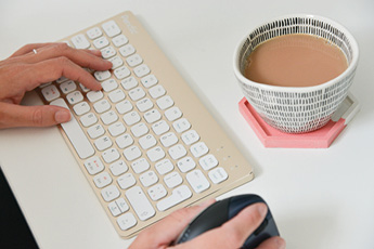 Close up image of someone typing on the Penclic Keyboard