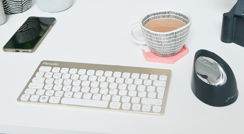 Lifestyle shot of the Penclic KB3 Keyboard in a home office environment
