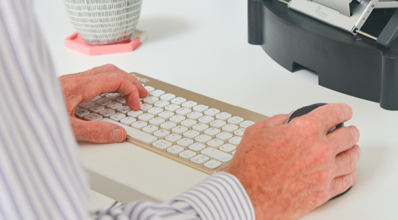Lifestyle shot of the Penclic KB3 Keyboard in use