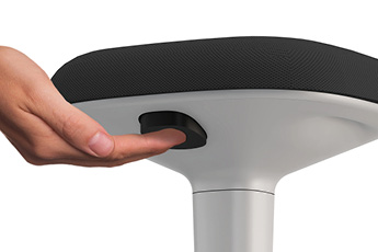 Younit Black Standing Seat, showing the easy touch button to adjust height