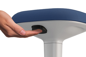 Younit Navy Standing Seat, showing the easy touch button to adjust height