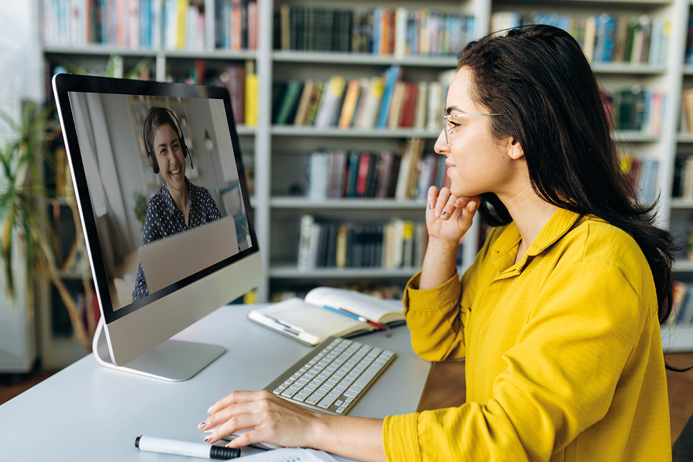 Young person on video call